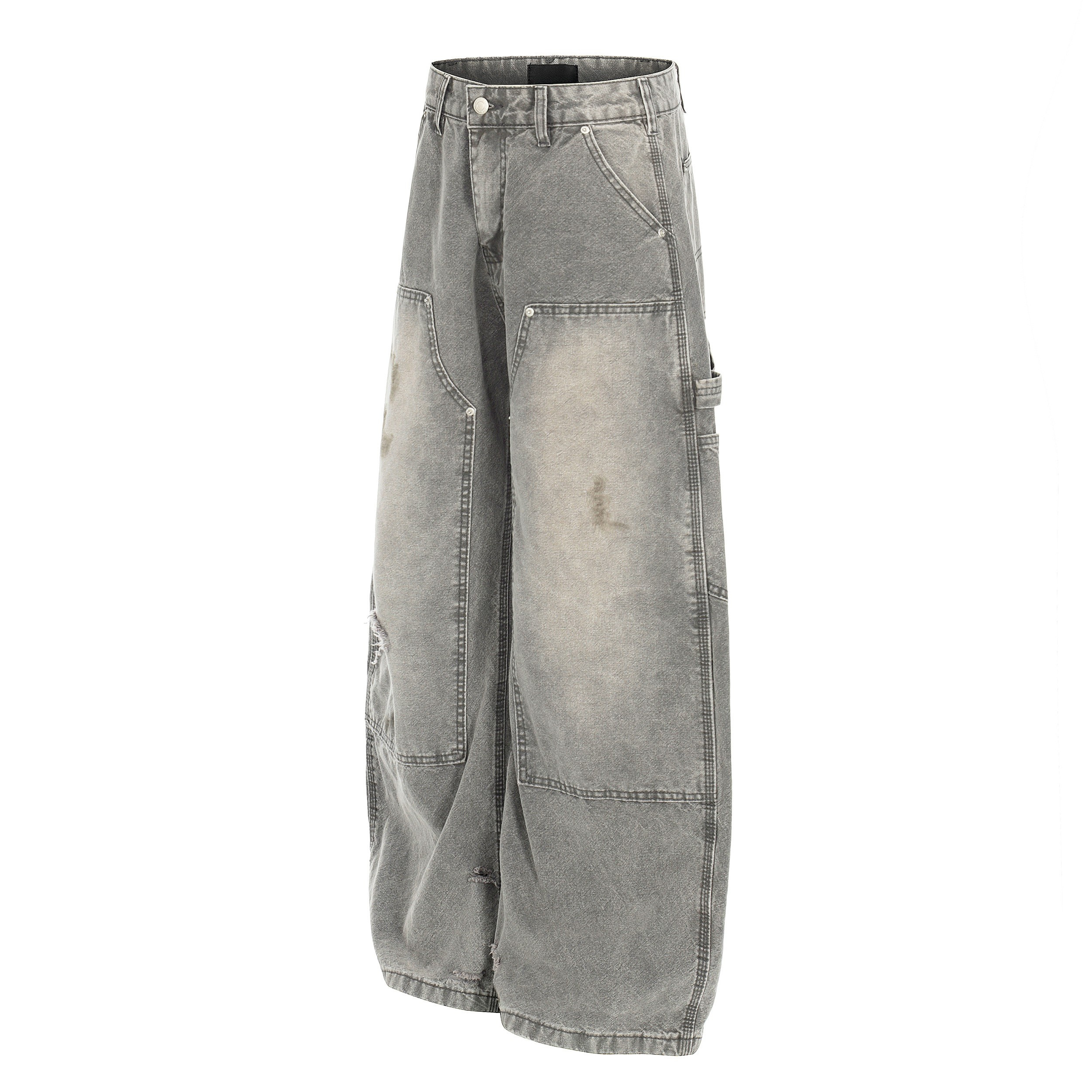 CapCabin Washed Utility Distressed Denim Jeans