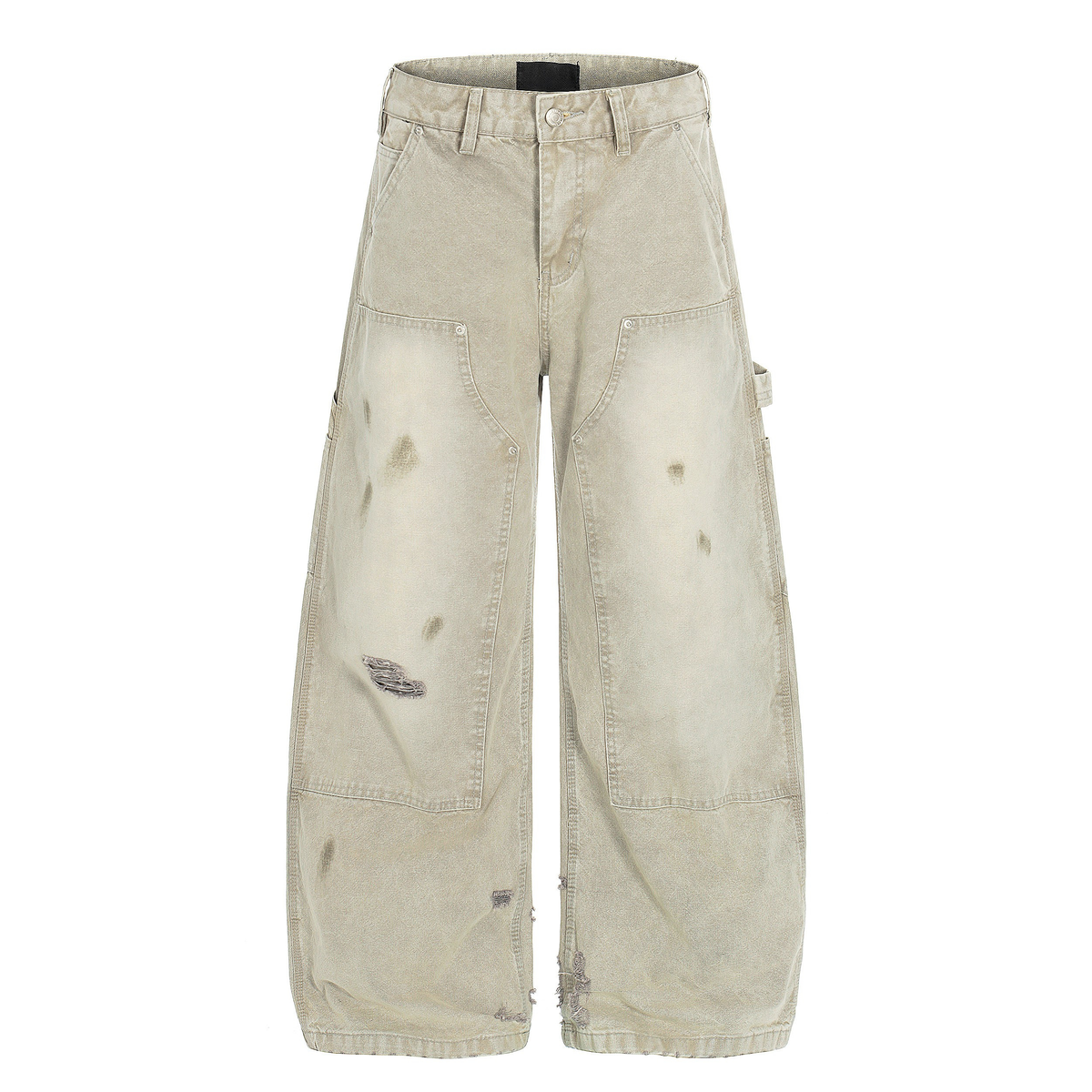 CapCabin Washed Utility Distressed Denim Jeans