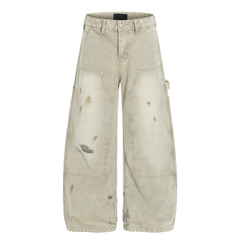 CapCabin Washed Utility Distressed Denim Jeans