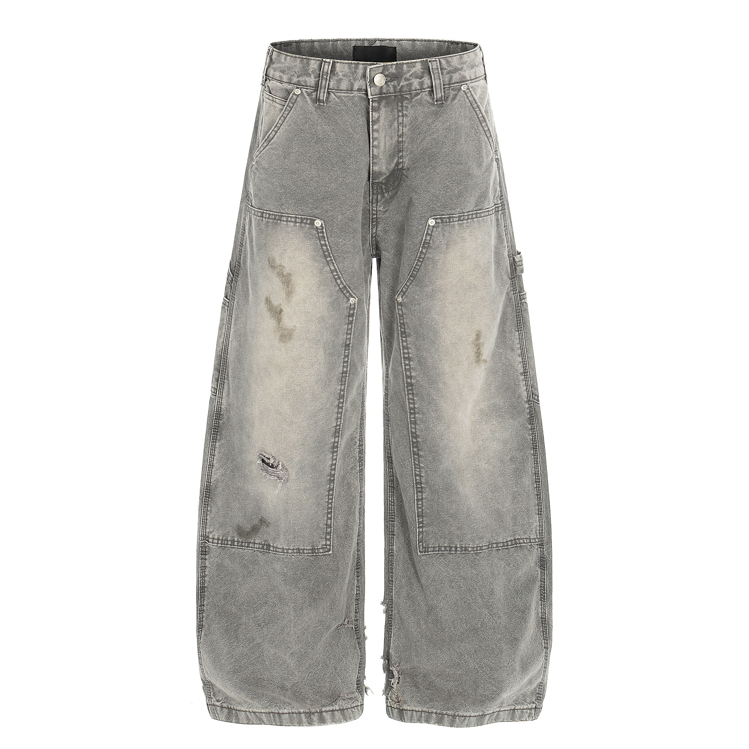 CapCabin Washed Utility Distressed Denim Jeans
