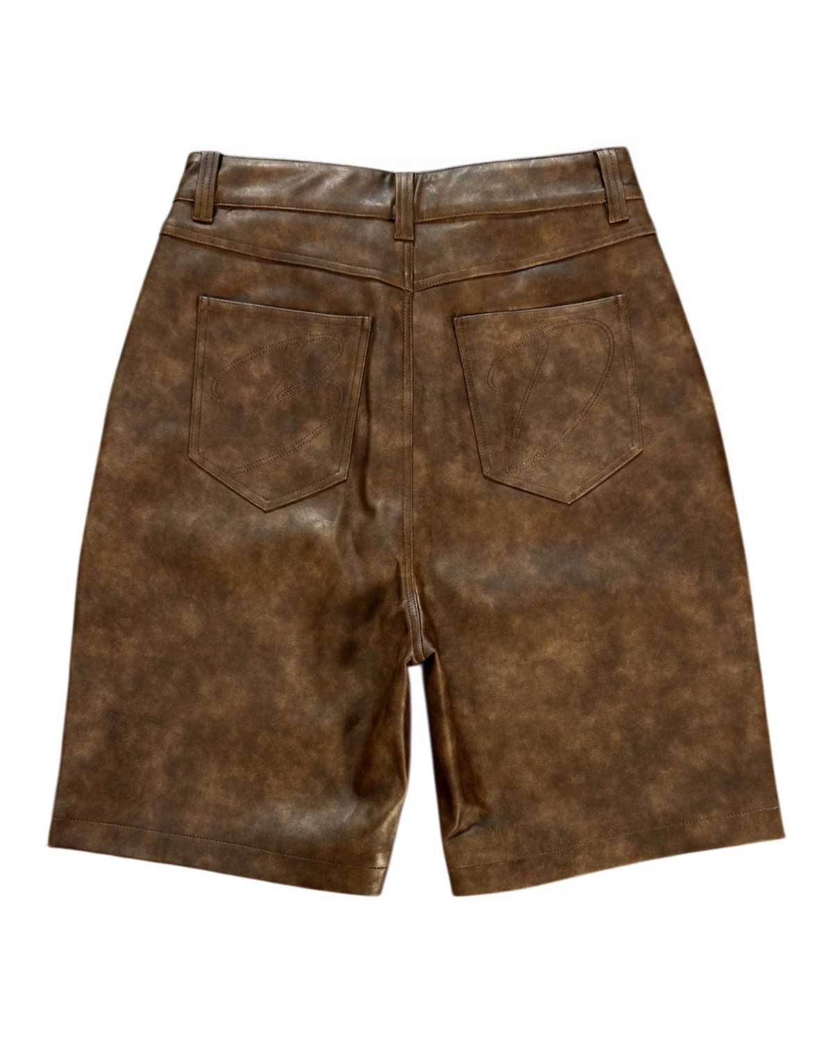 Bottega Desires Leather Shorts Brown