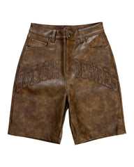 Bottega Desires Leather Shorts Brown