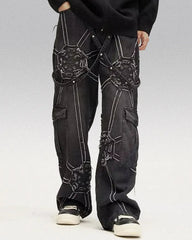 Embroidered Spider Web Y2K Jeans