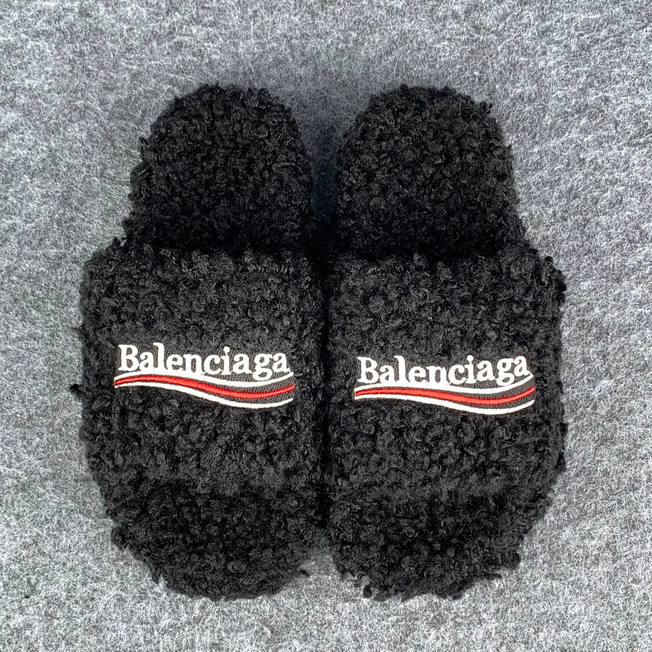 Balenciaga Wmns Furry Slides 'Black Red'