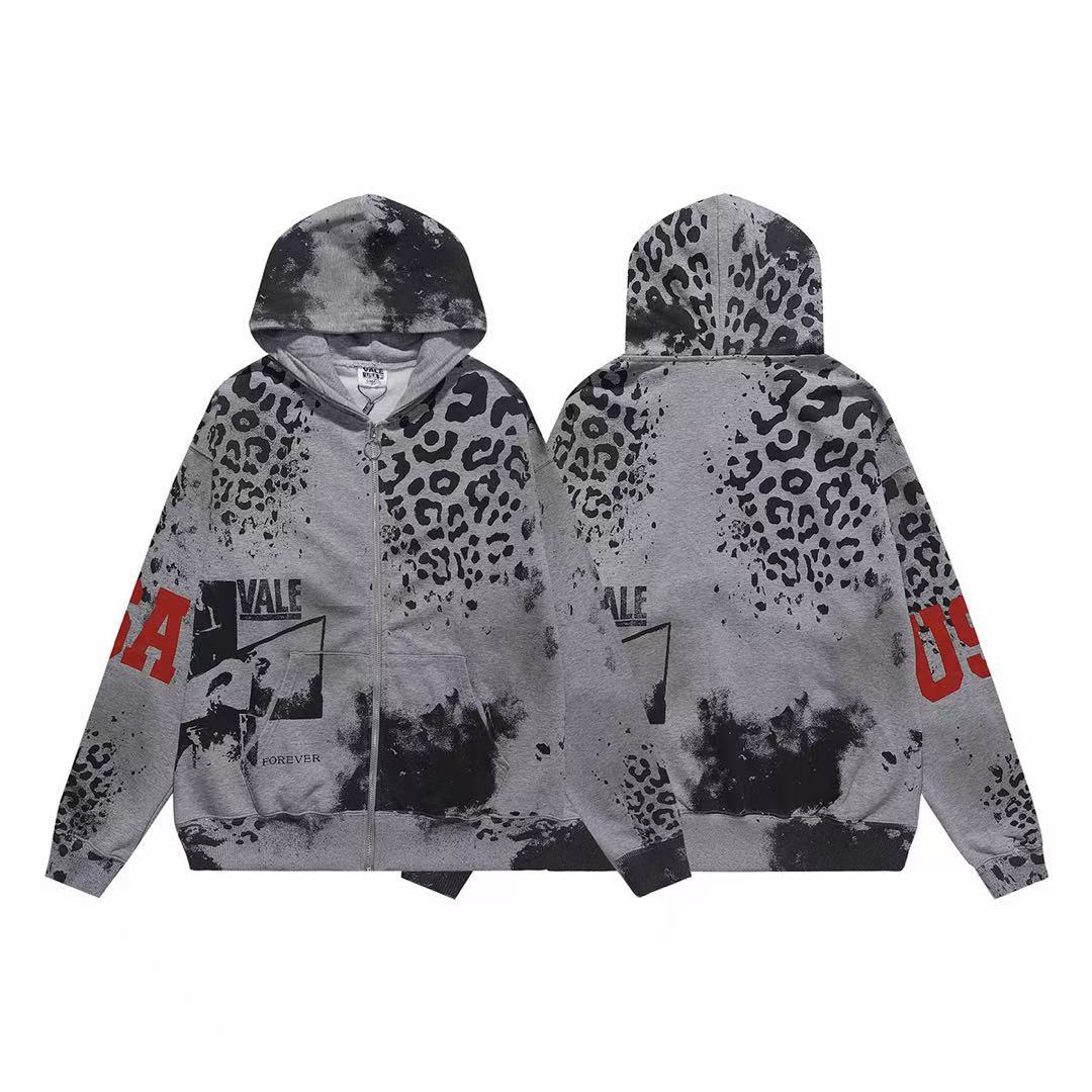 Vale Forever Leopard & USA Graphic Vintage Wash Full-Zip Hoodie