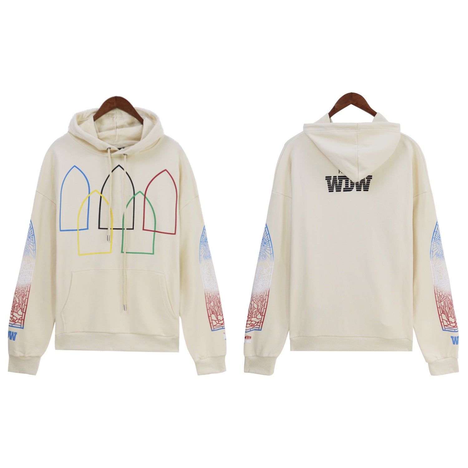 Who Decides War Arch Outline & Flame Sleeve Hoodie - Off-White
