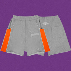 Roughplay Small Logo Track Shorts - Light Grey/Orange