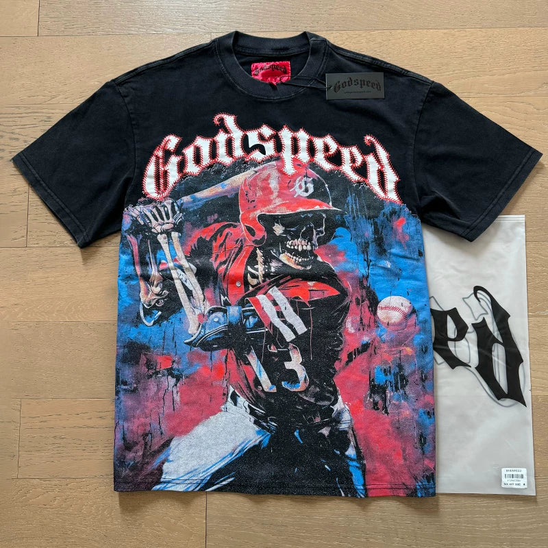 Godspeed Skeleton Baseball Graphic Tee