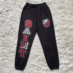 Saint Vanity Varsity Applique Sweatpants - Black/Red