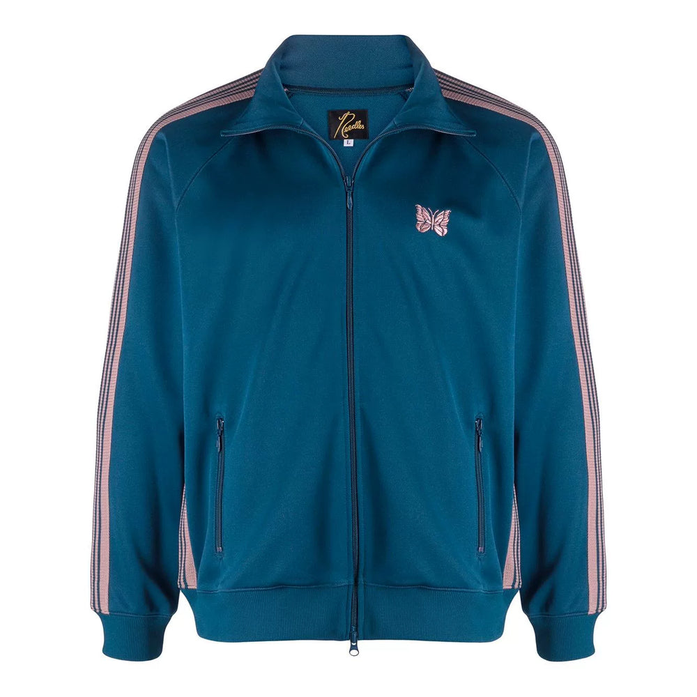 Needles Style Embroidered Butterfly Track Jacket - Teal/Pink