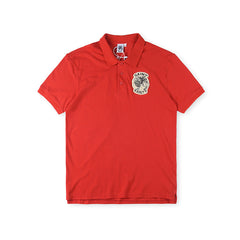 SAINT VANITY Embroidered Patch Short-Sleeve Polo Shirt - Red