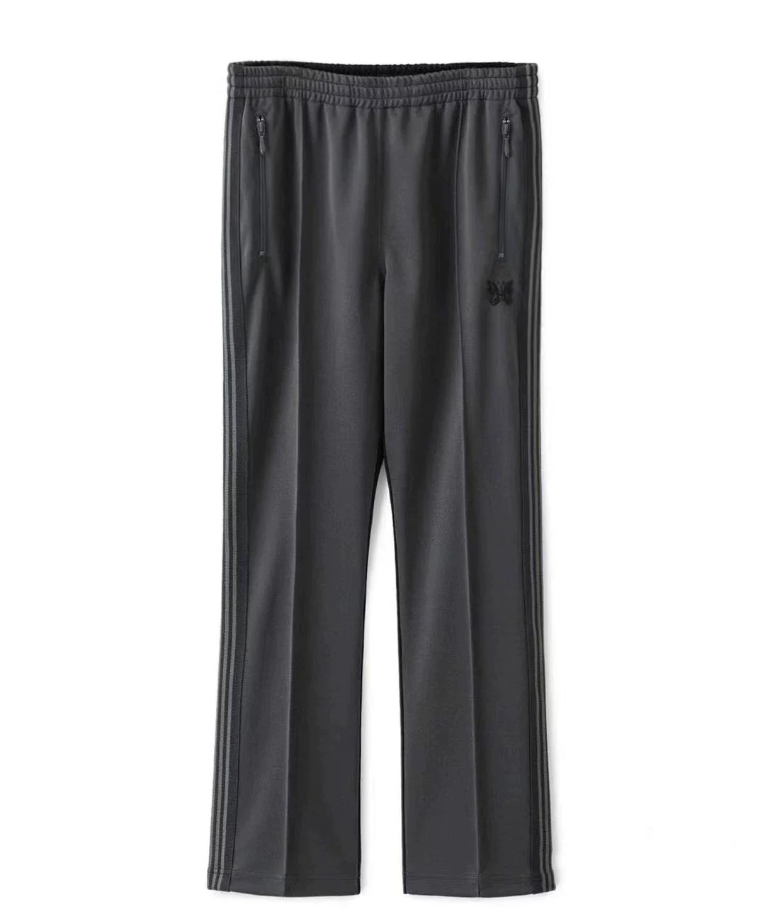Needles Style Embroidered Butterfly Tonal Stripe Track Pants - Dark Grey