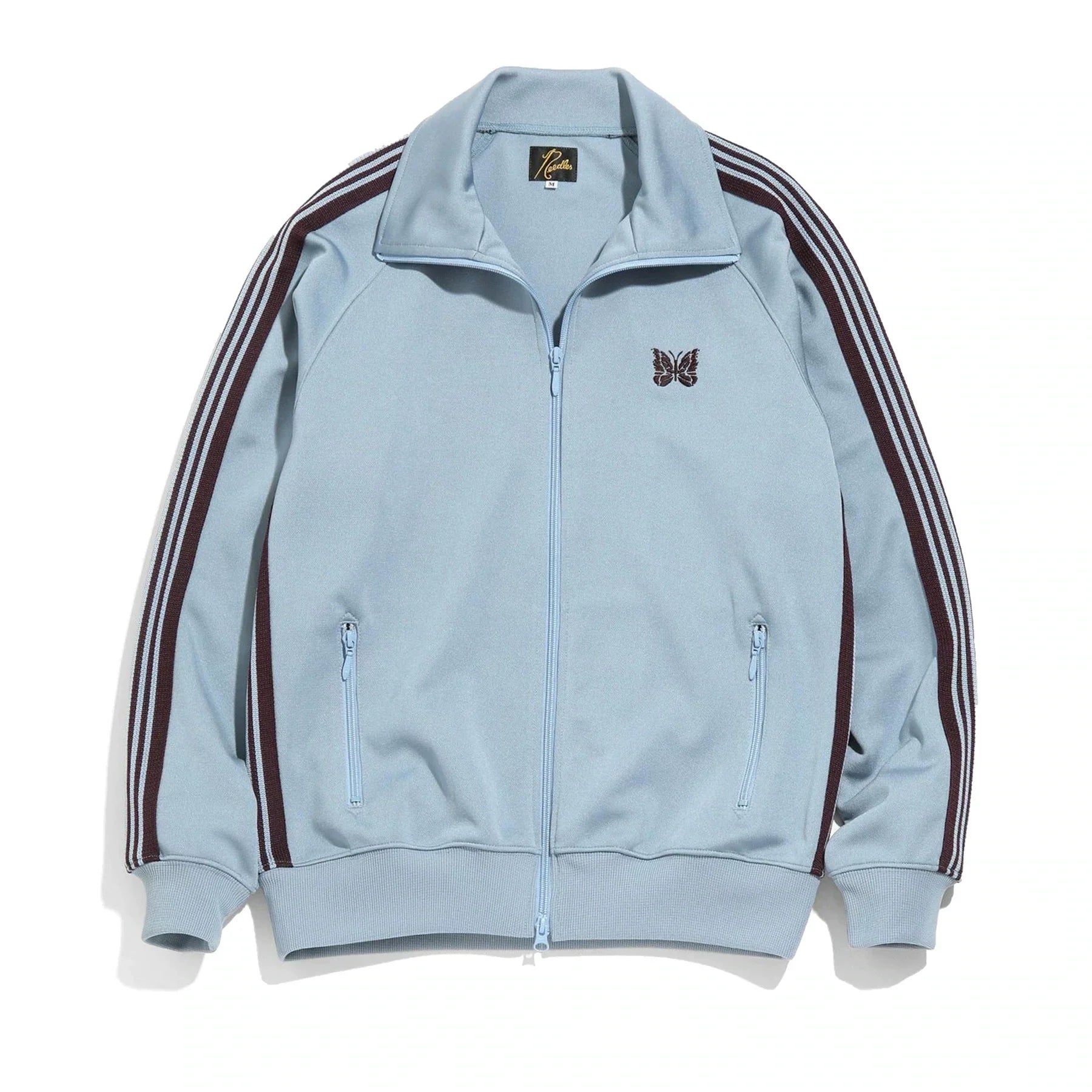 Needles Style Embroidered Butterfly Track Jacket - Light Blue/Burgundy