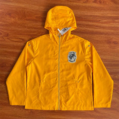 SAINT VANITY Embroidered Rivet Sports Style Casual Windbreaker - Yellow