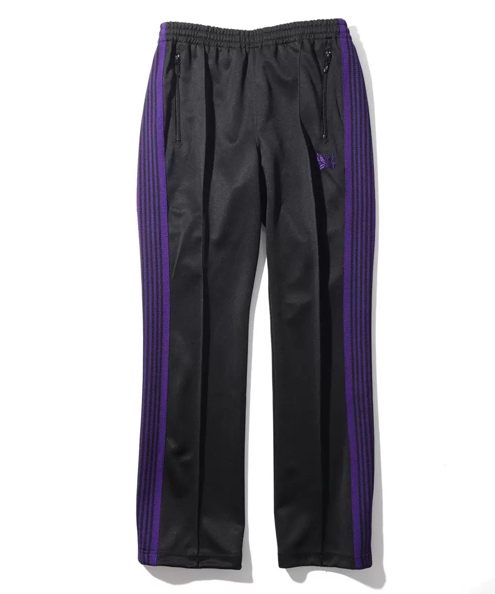 Needles Style Embroidered Butterfly Wide-Stripe Track Pants - Black/Purple