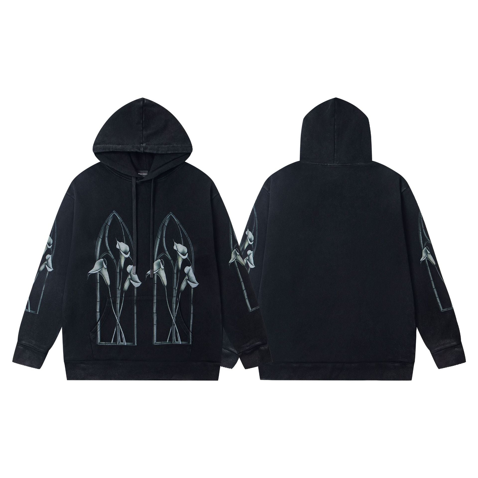 Who Decides War Stained Glass Outline Hoodie - Black