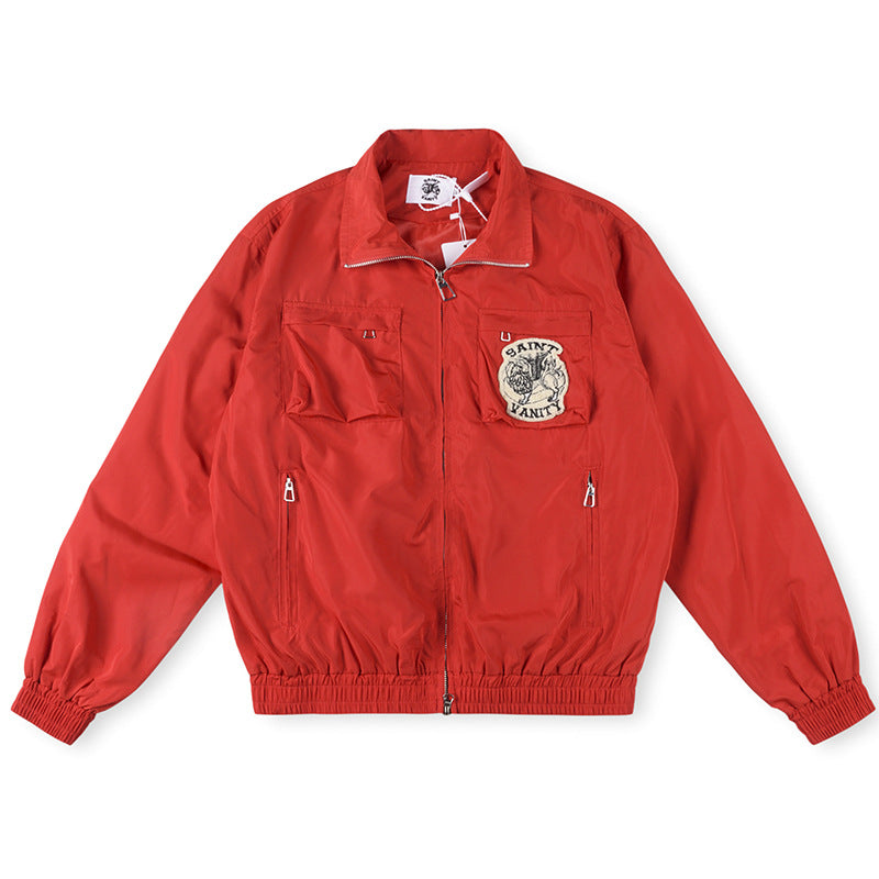 Saint Vanity Multi-Pocket Utility Zip Jacket - Red