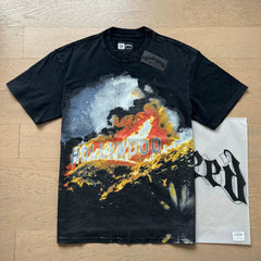 Godspeed Hollywood Burning Apocalypse Graphic Tee Cotton Acid Washed Shirt