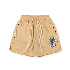 SAINT VANITY Graphic Side-Snap Nylon Shorts - Beige