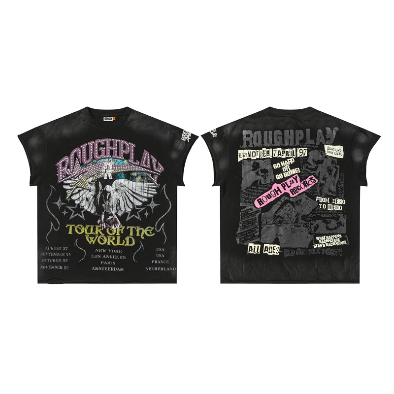 Rough Play "Tour of the World" Vintage Graphic Sleeveless Tee