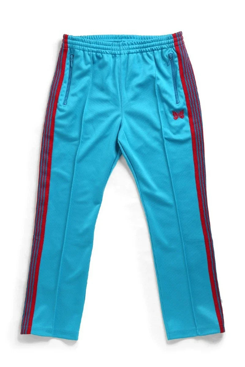 Needles Style Embroidered Butterfly Side-Tape Track Pants - Bright Blue/Red