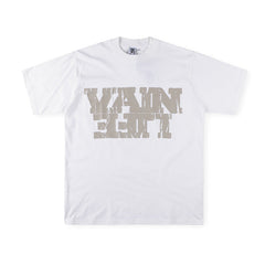 SAINT VANITY Distressed Block Logo Short-Sleeve Graphic T-Shirt - White