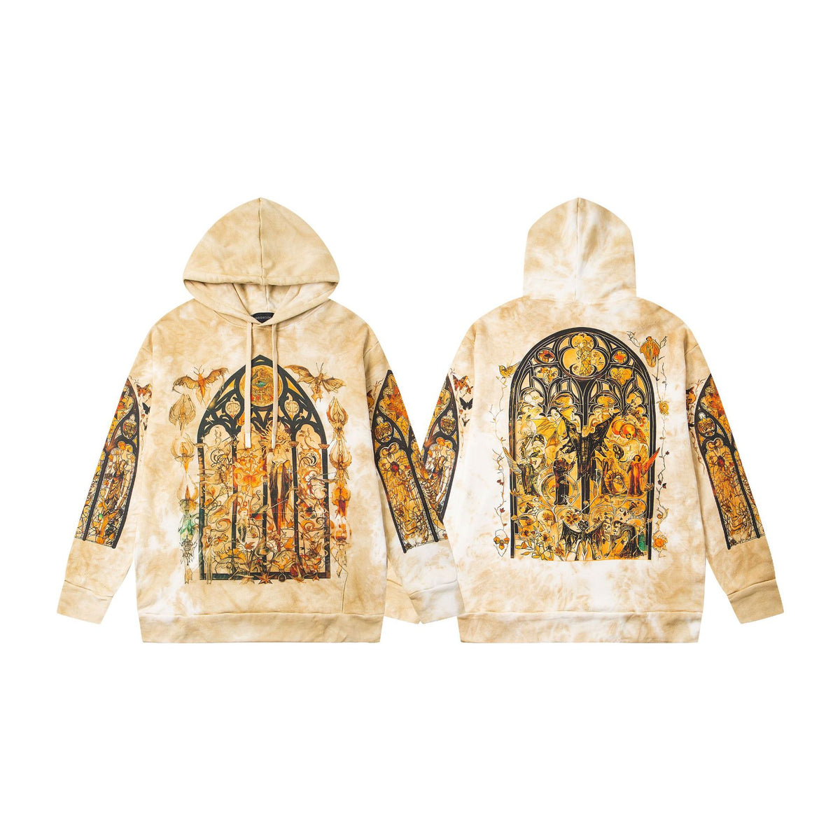 Who Decides War Cathedral Stained Glass Hoodie - Khaki/Yellow Tie-Dye