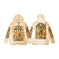 Who Decides War Cathedral Stained Glass Hoodie - Khaki/Yellow Tie-Dye