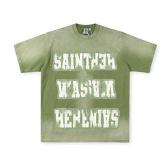 SAINT VANITY Multi-Box Graphic Short-Sleeve T-Shirt - Olive Green / Vintage Wash