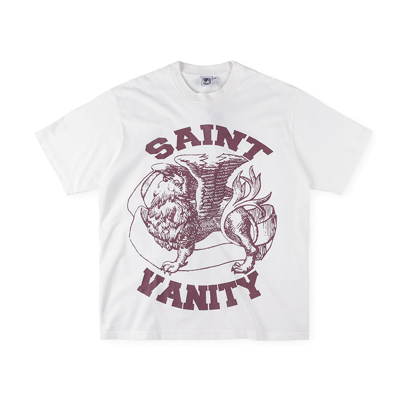 SAINT VANITY Winged Creature Graphic Short-Sleeve T-Shirt - White / Maroon