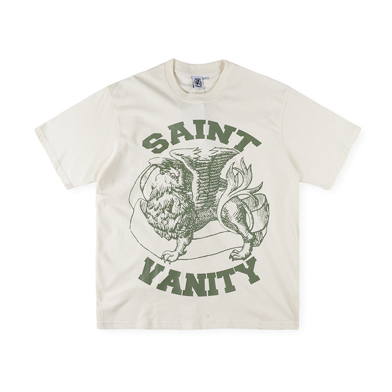 SAINT VANITY Winged Creature Graphic Short-Sleeve T-Shirt - Cream