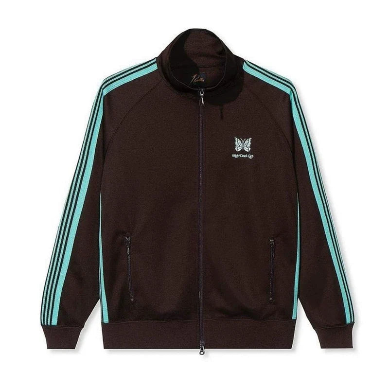 Needles Style Embroidered Butterfly Track Jacket - Dark Brown/Mint