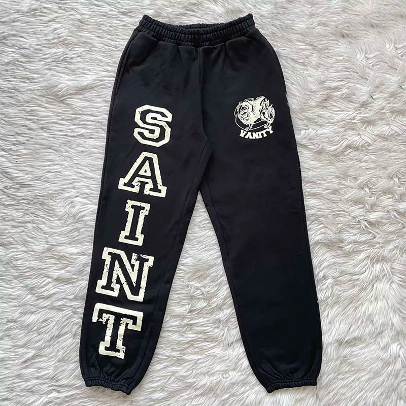 Saint Vanity Varsity Applique Sweatpants - Black/White