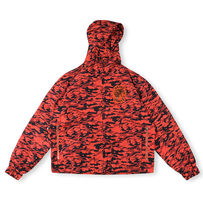 Saint Vanity Camouflage Zip Work Jacket - Red/Black