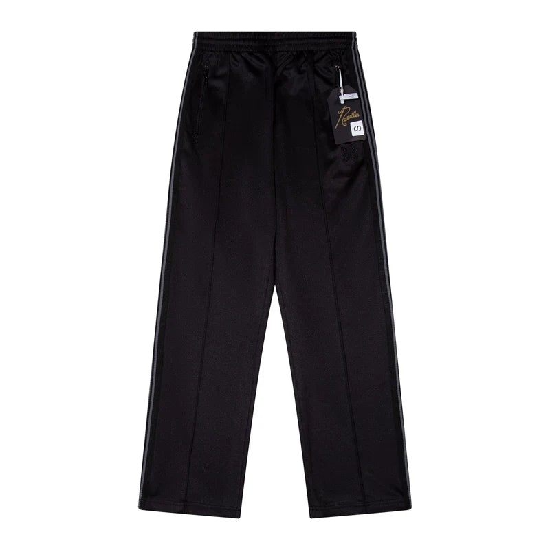 Needles Style Embroidered Butterfly Fine-Stripe Track Pants - Black
