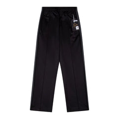 Needles Style Embroidered Butterfly Fine-Stripe Track Pants - Black