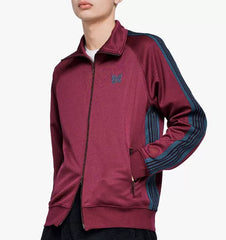 Needles Style Embroidered Butterfly Track Jacket - Burgundy/Blue-Grey