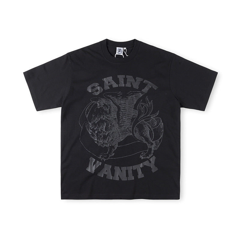 SAINT VANITY Winged Creature Graphic Short-Sleeve T-Shirt - Black / Charcoal