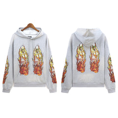 Who Decides War Flame Stained Glass Hoodie - Light Grey/Silver