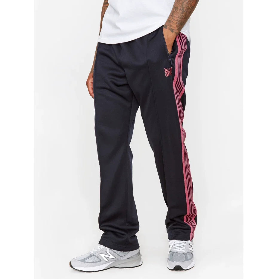 Needles Style Embroidered Butterfly Side-Tape Track Pants - Black/Pink