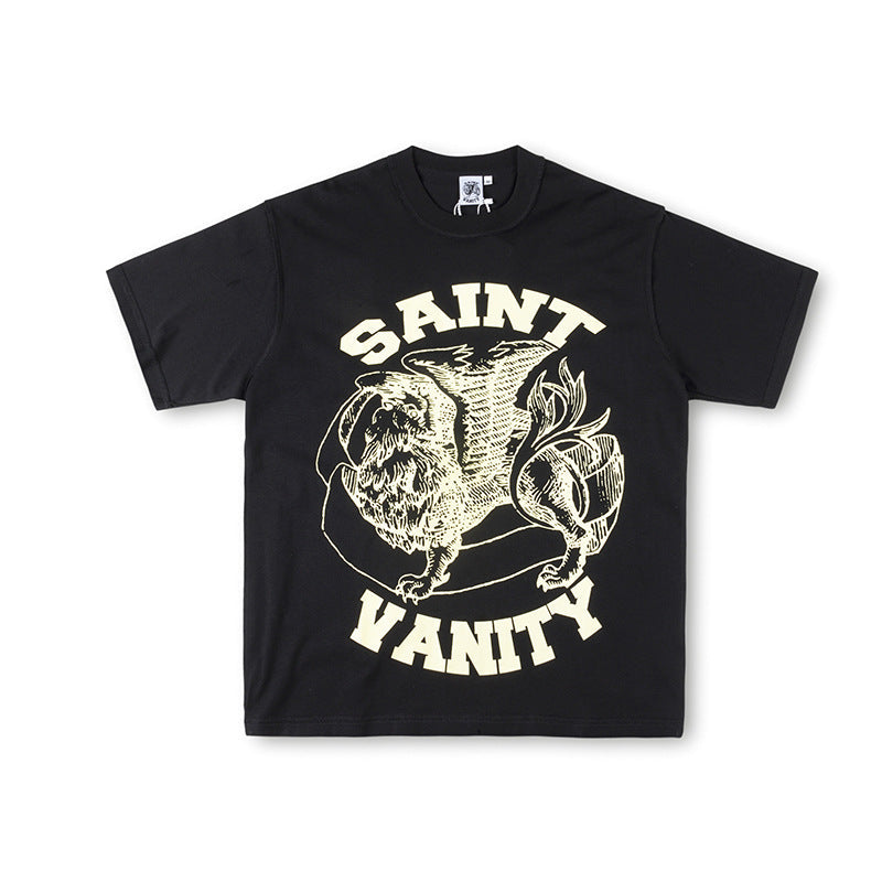 SAINT VANITY Winged Creature Graphic Short-Sleeve T-Shirt - Black / Cream