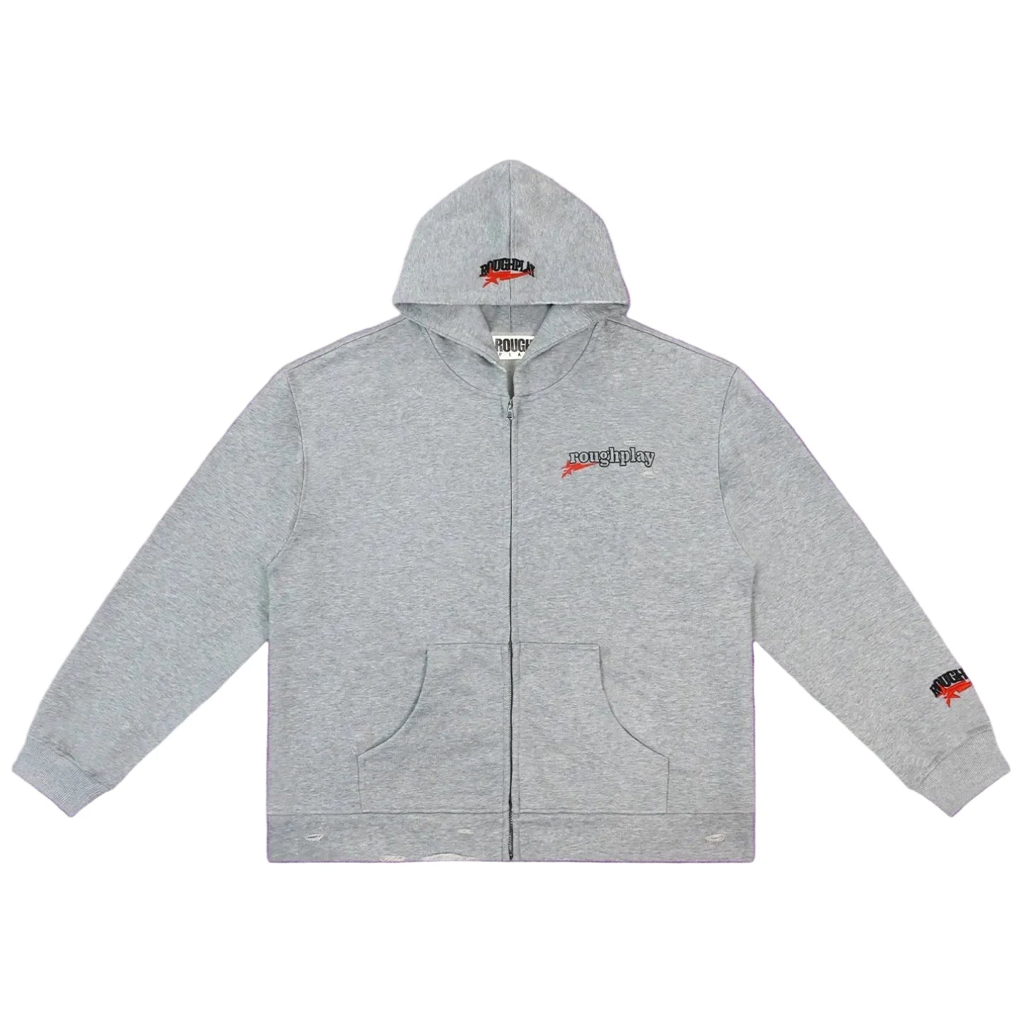 Roughplay Small Logo Full-Zip Hoodie - Light Grey