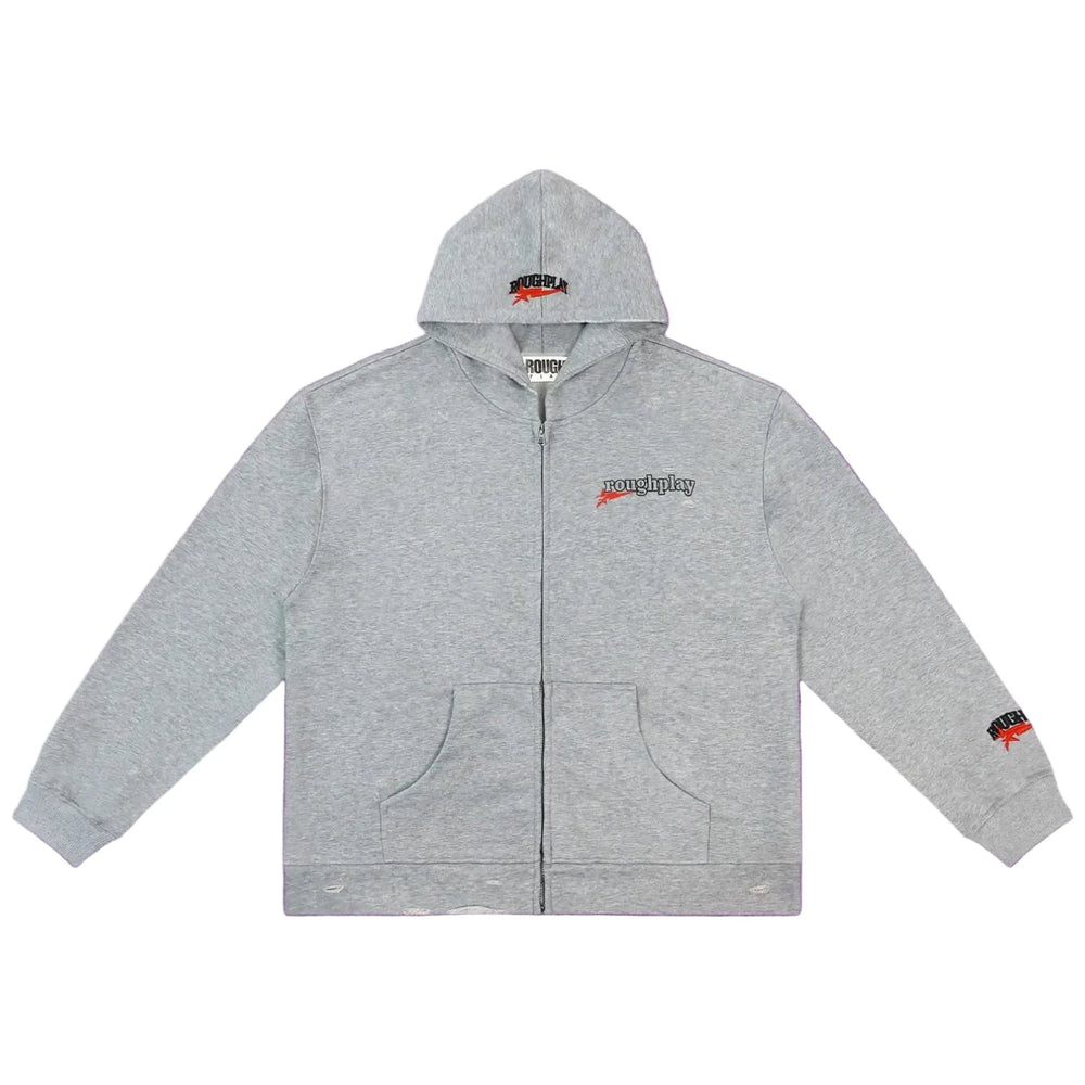 Roughplay Small Logo Full-Zip Hoodie - Light Grey