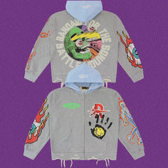 Roughplay Band Aid For The Wounds Zip-Up Hoodie - Light Grey/Blue