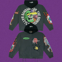 Roughplay Band Aid For The Wounds Zip-Up Hoodie - Dark Grey/Black