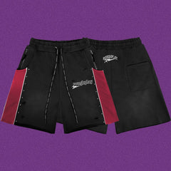 Roughplay Straight Logo Track Shorts - Black/Red