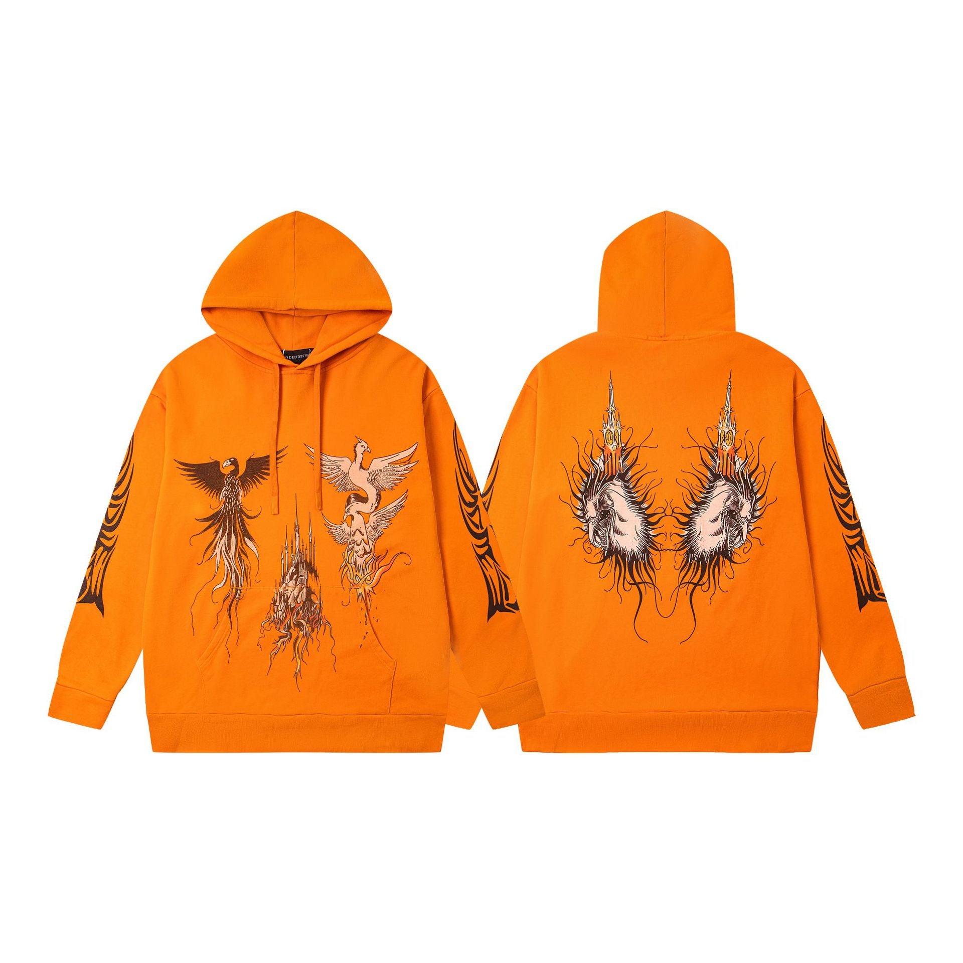 Who Decides War Angel & Wings Graphic Hoodie - Orange