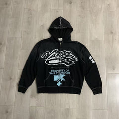 Vale Forever Valley Property Crest Contrast Stitch Vintage Wash Full-Zip Hoodie black