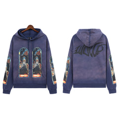 Who Decides War Blue Wash Stained Glass Hoodie - Deep Blue/Purple Wash