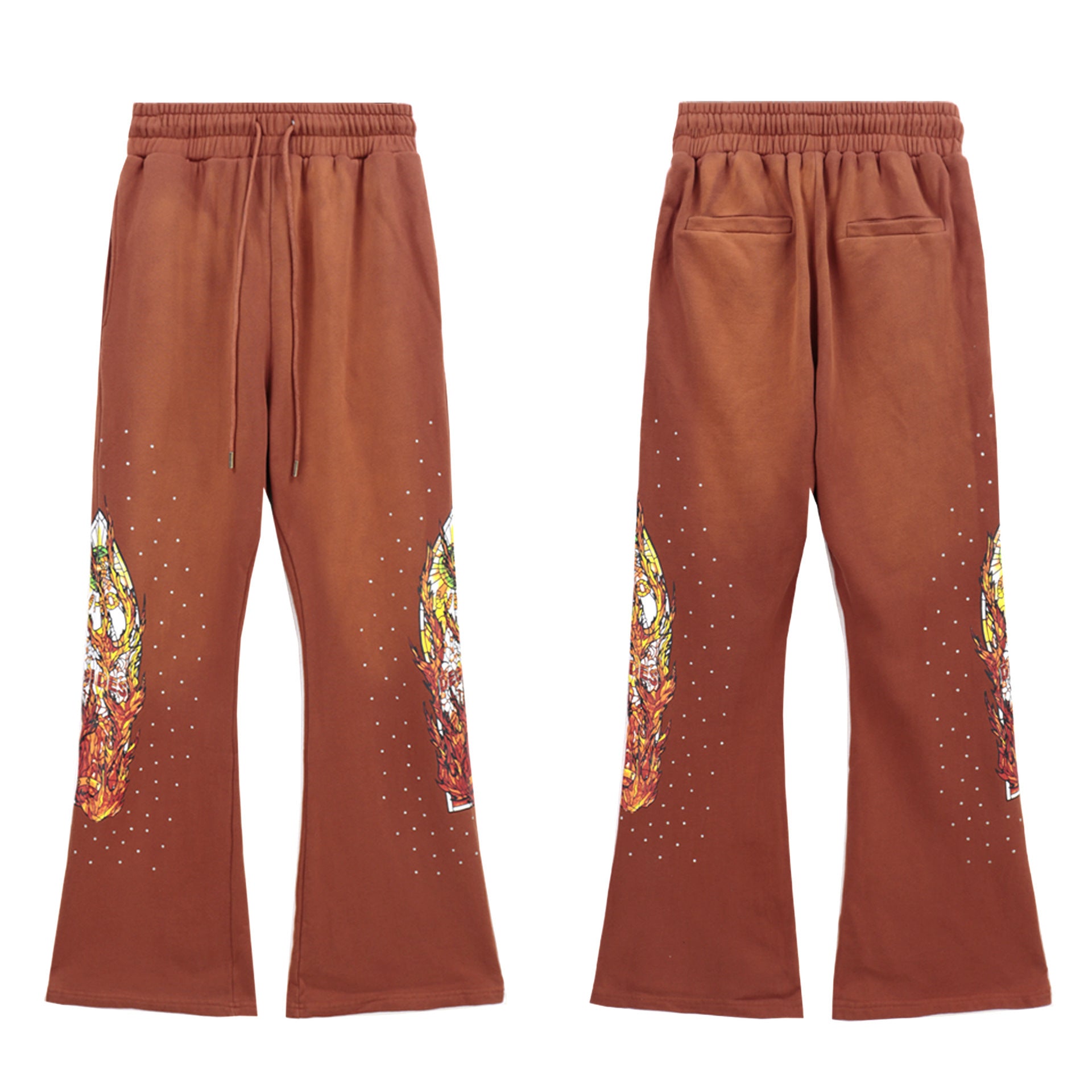 Who Decides War Flame Stained Glass Sweatpants - Brown/Copper Wash